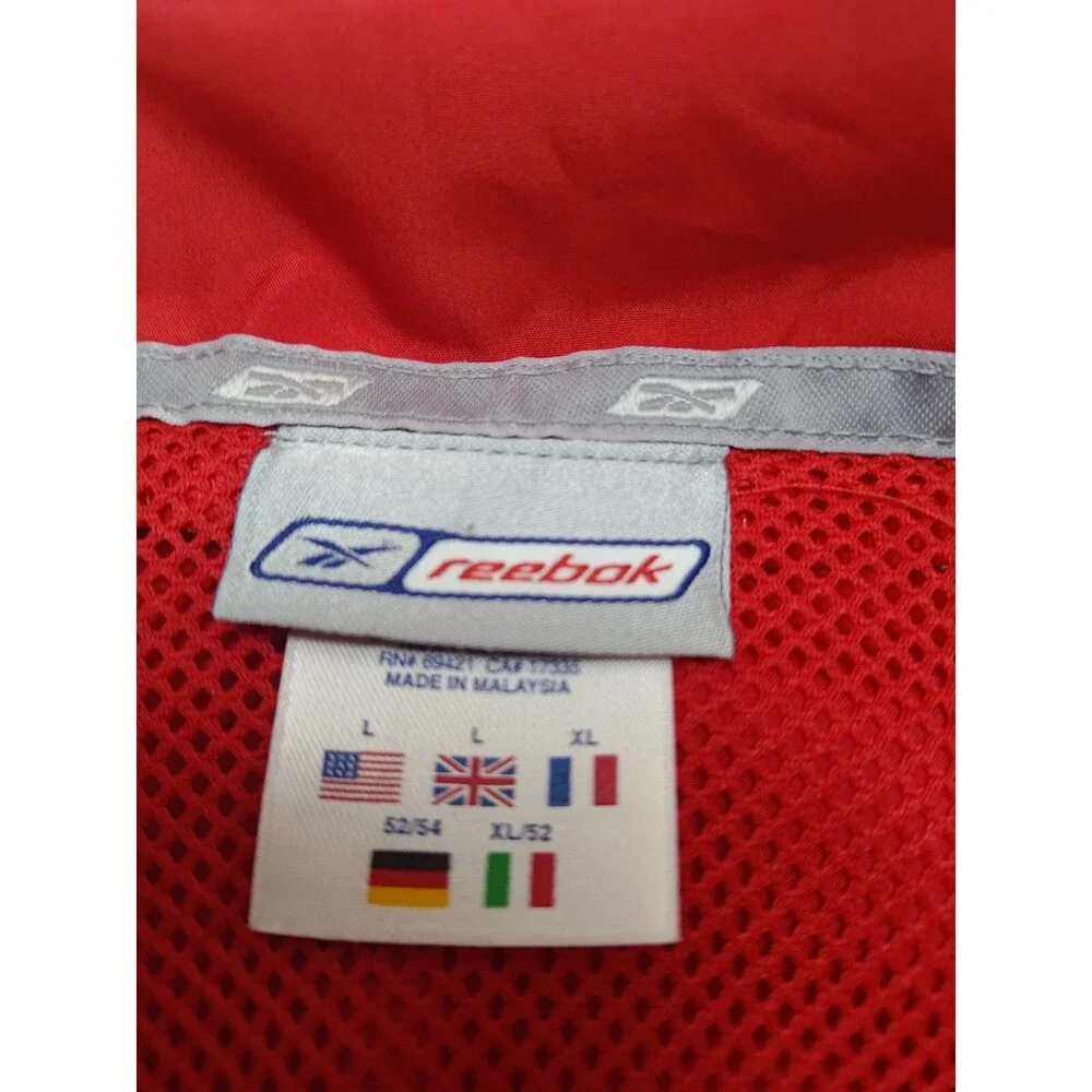 Reebok Windbreaker Jacket Mens Sz L Red Full Zip Technical Track Training